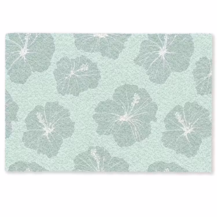 Deurmat - Bloemen - Hibiscus - Mint — 1