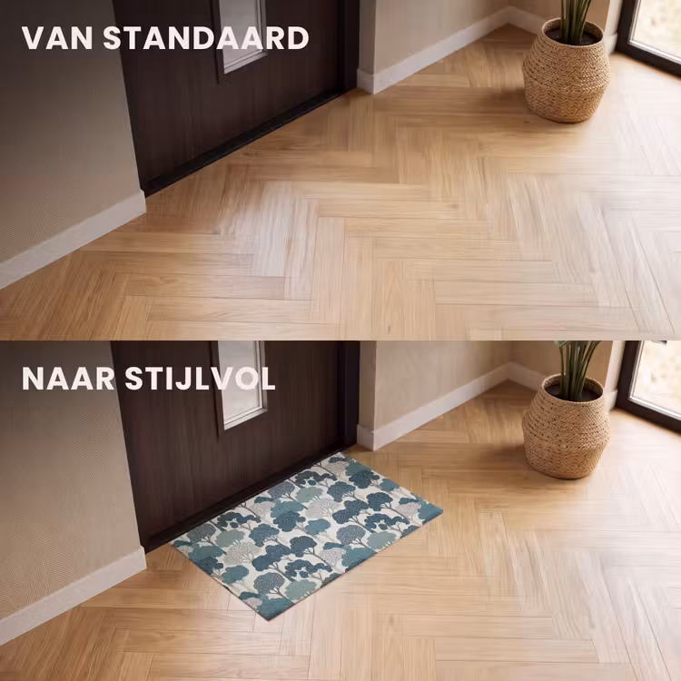 Deurmat - Modern - Bomen - Bos - Patroon - Blauw — 3