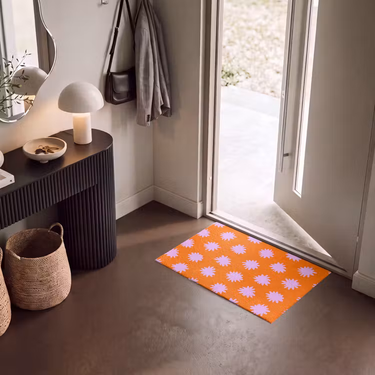 Deurmat - Retro - Bloemen - Oranje — 8