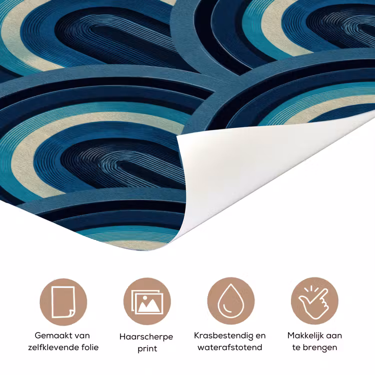 Deursticker - Bogen - Geometrisch - Patroon - Blauw - Retro — 3