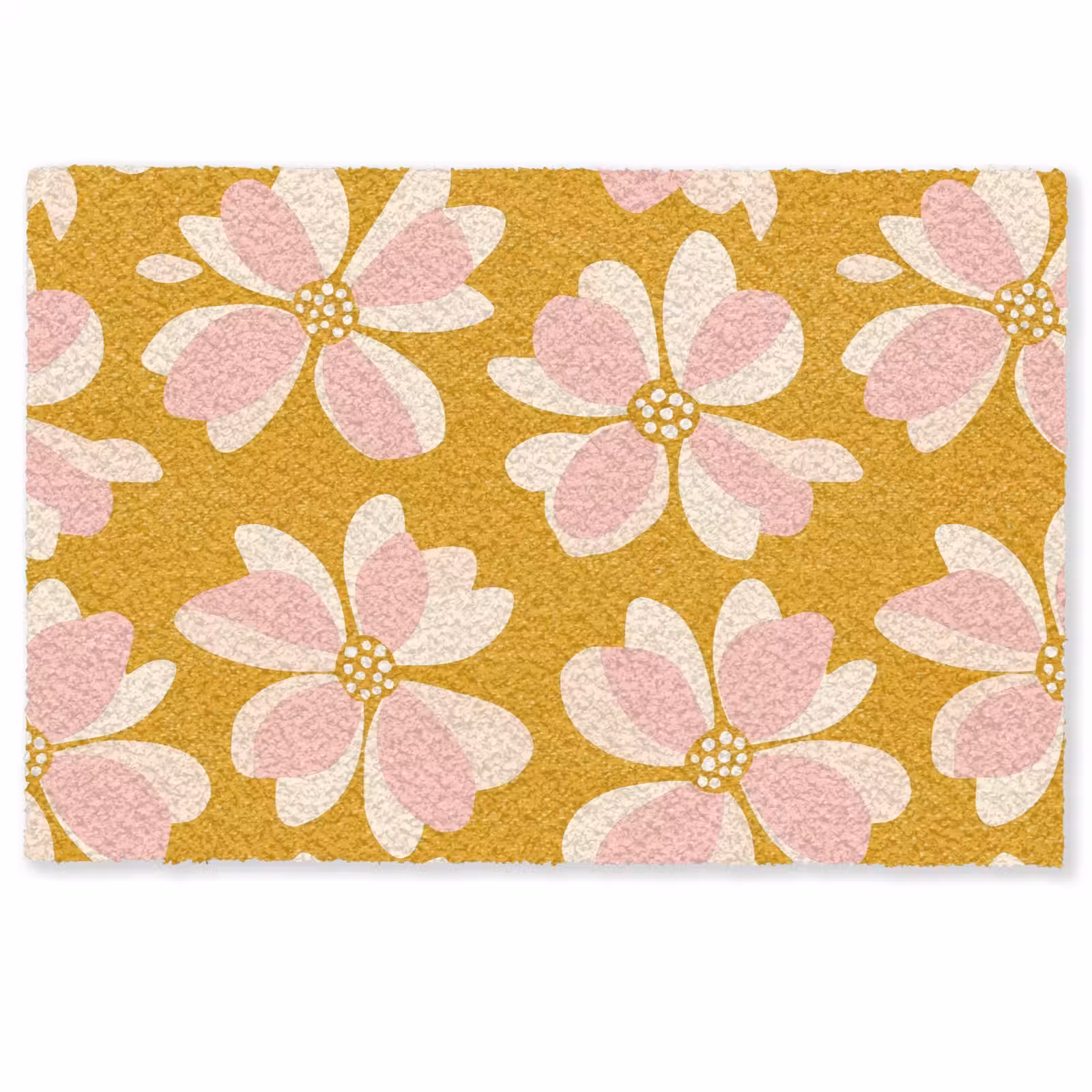 Deurmat - Vintage - Bloemen - Okergeel — 1