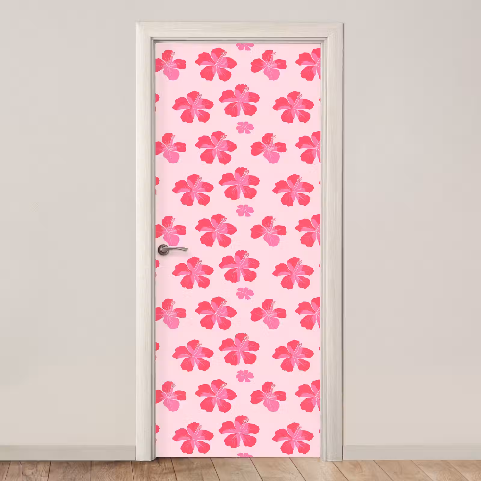 Deursticker - Hibiscus - Bloemen - Roze — 1