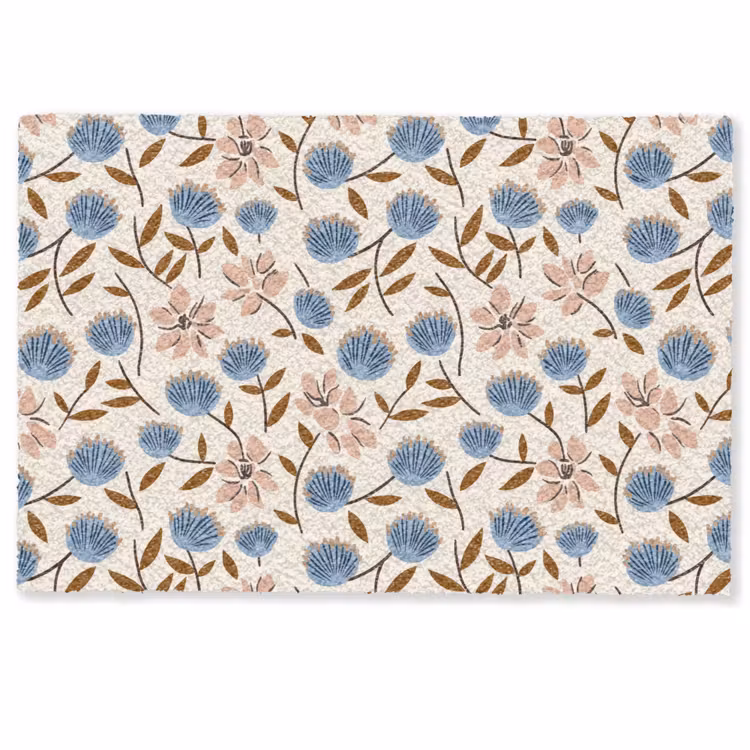 Deurmat - Bloemen - Wild - Blauw — 1