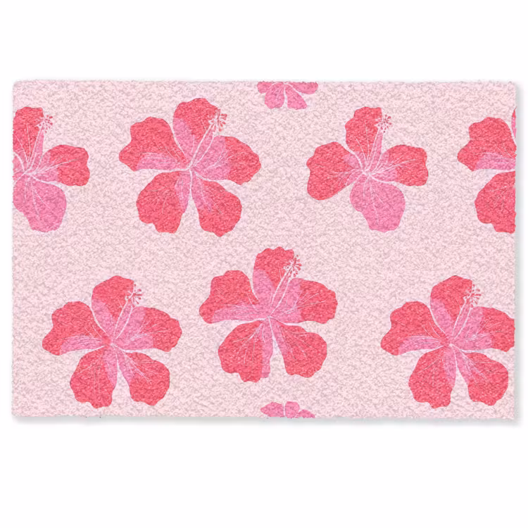 Deurmat - Hibiscus - Bloemen - Roze — 1