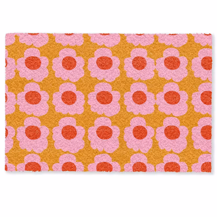 Deurmat - Retro - Bloemen - Roze — 1