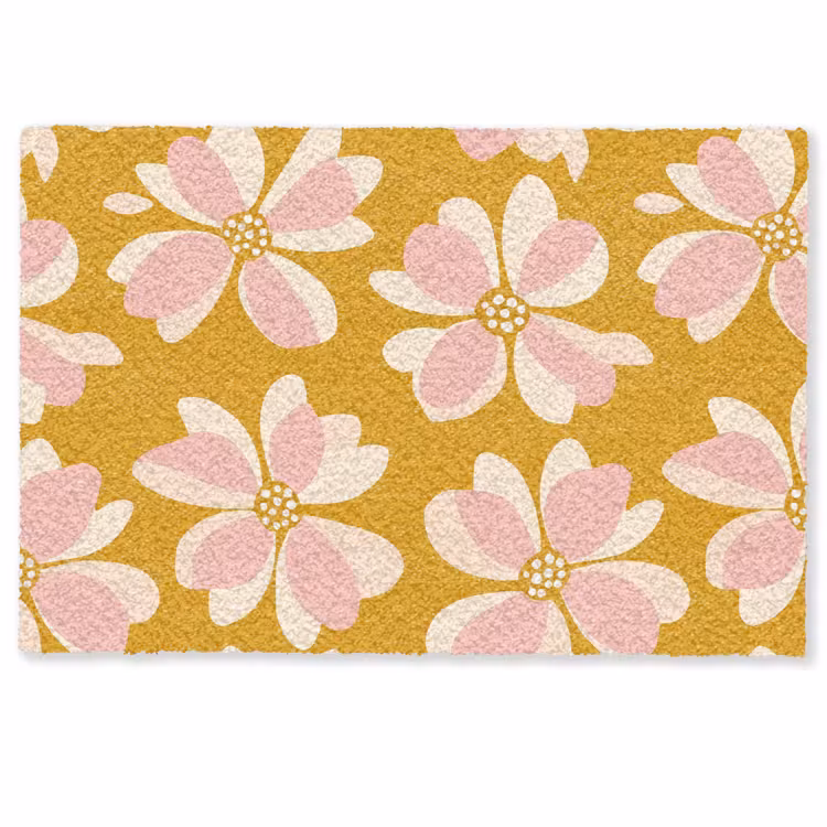 Deurmat - Vintage - Bloemen - Okergeel — 1