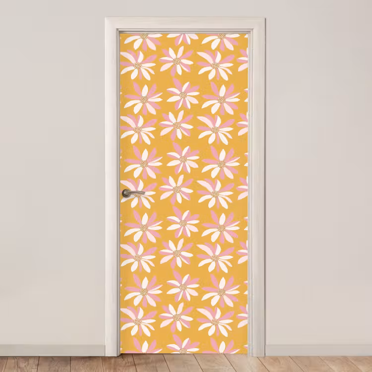Deursticker - Bloemen - Modern - Geel — 1