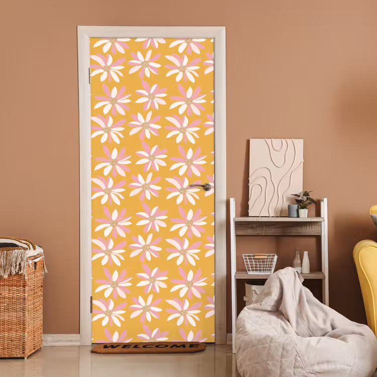 Deursticker - Bloemen - Modern - Geel — 2