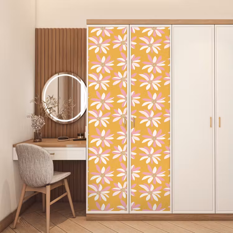 Deursticker - Bloemen - Modern - Geel — 5
