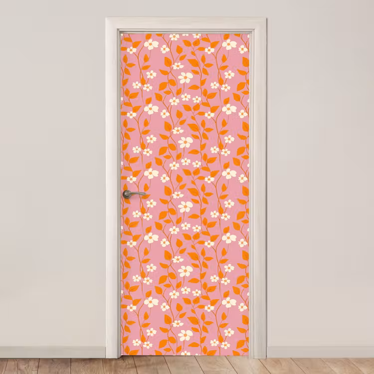 Deursticker - Bloemen - Patroon - Oranje — 1