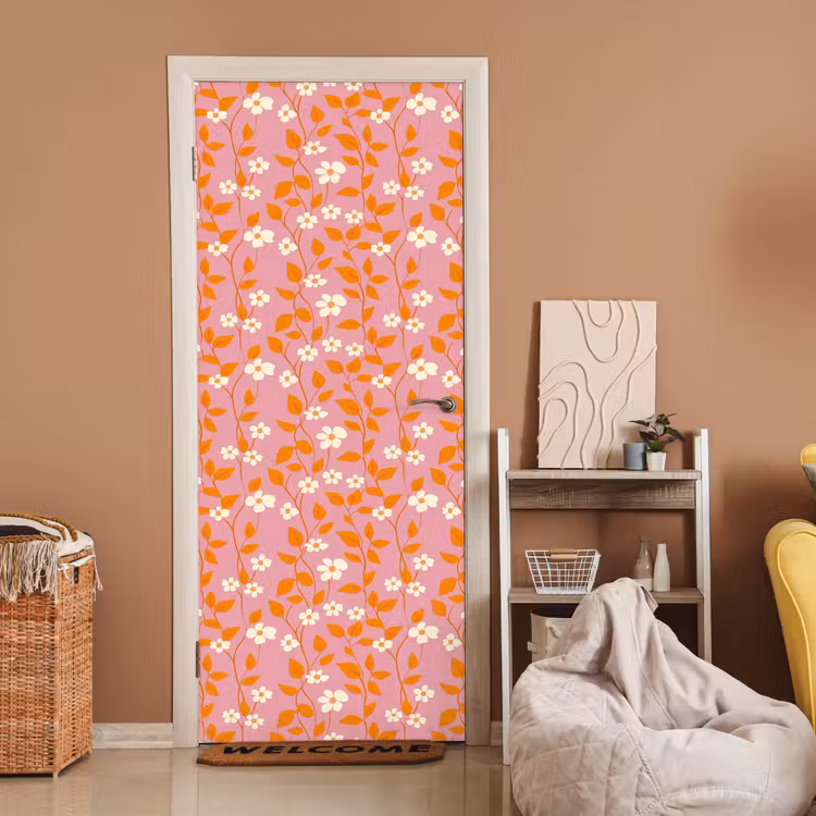 Deursticker - Bloemen - Patroon - Oranje — 2