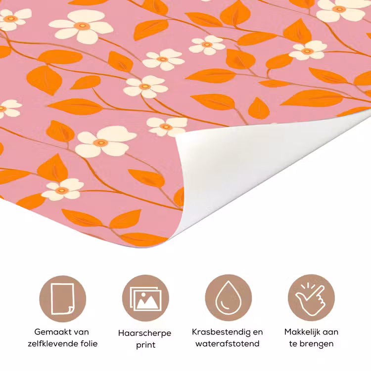Deursticker - Bloemen - Patroon - Oranje — 3