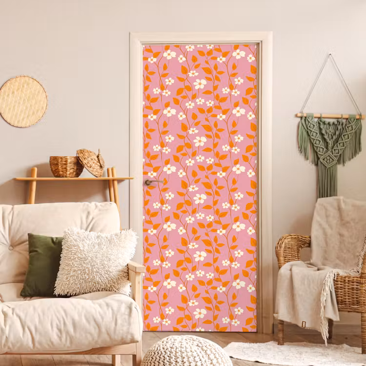 Deursticker - Bloemen - Patroon - Oranje — 4
