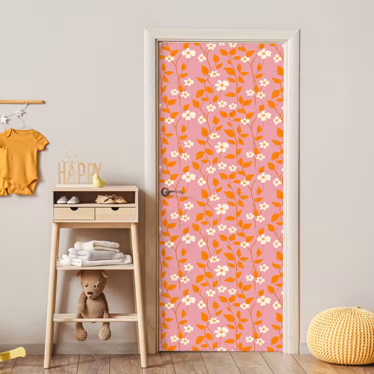 Deursticker - Bloemen - Patroon - Oranje — 6