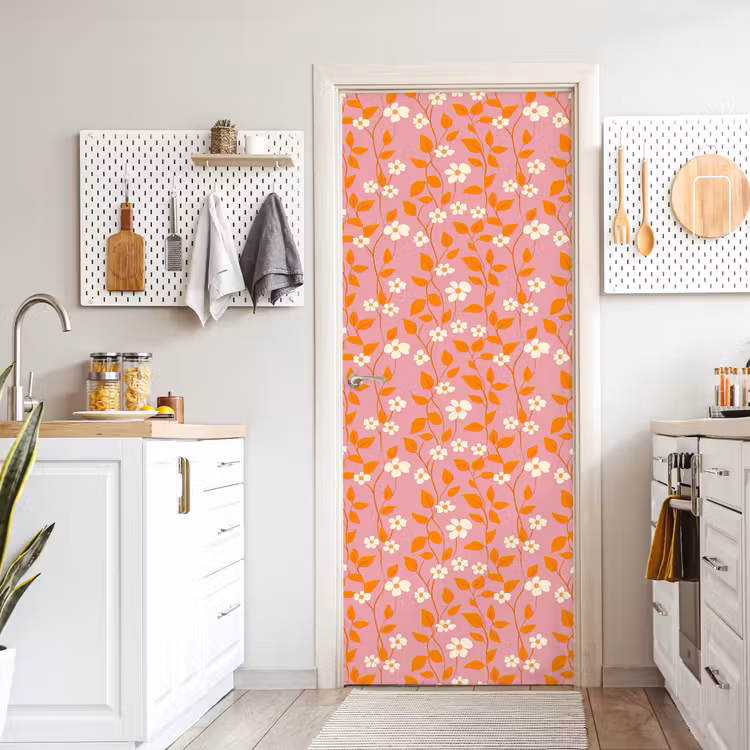 Deursticker - Bloemen - Patroon - Oranje — 7