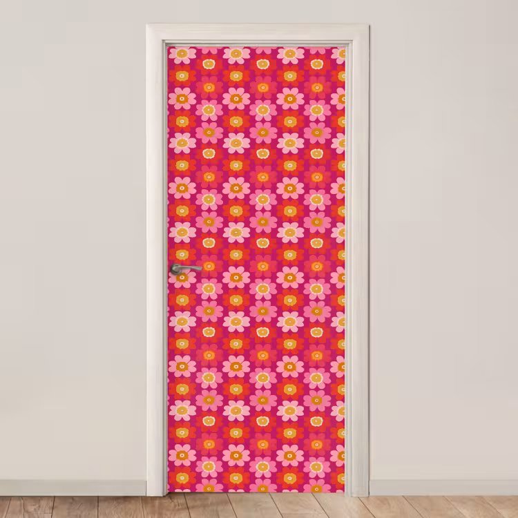 Deursticker - Bloemen - Retro - Kleurrijk — 1