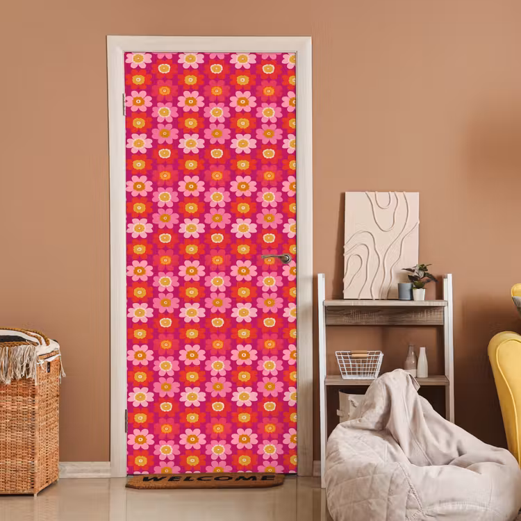 Deursticker - Bloemen - Retro - Kleurrijk — 2