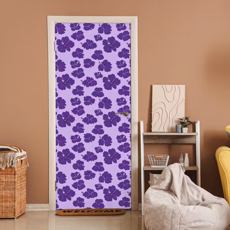 Deursticker - Hibiscus - Bloemen - Paars — 2