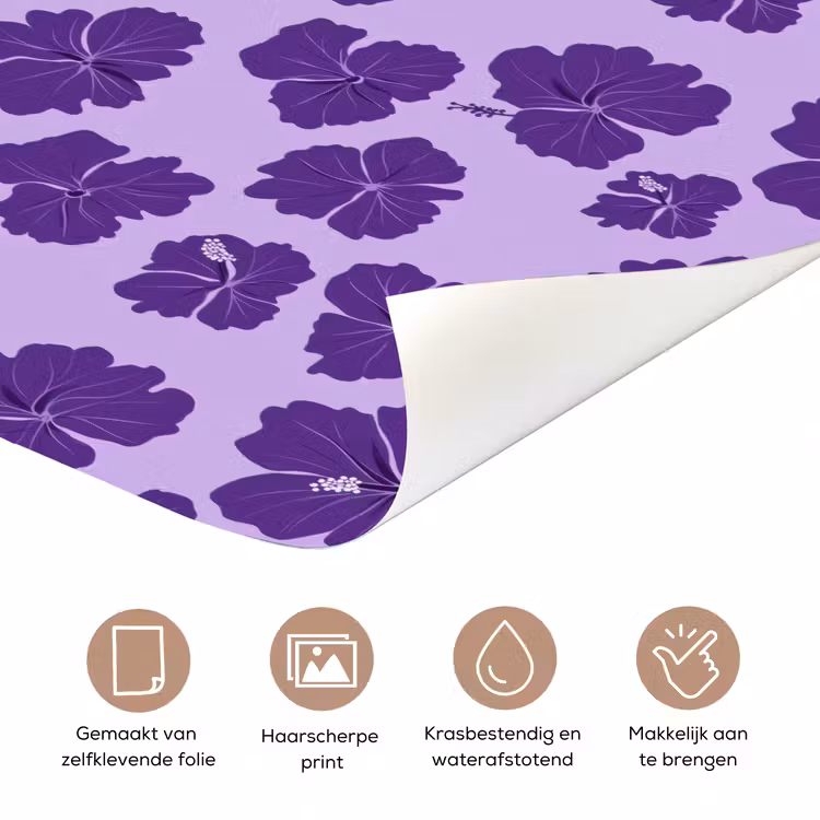 Deursticker - Hibiscus - Bloemen - Paars — 3
