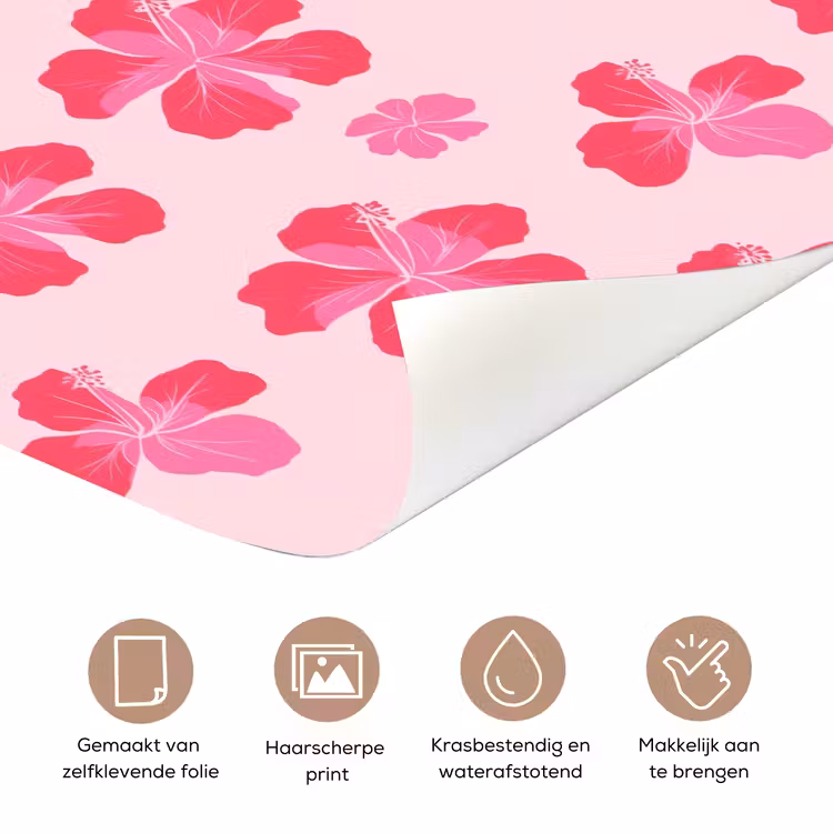 Deursticker - Hibiscus - Bloemen - Roze — 3