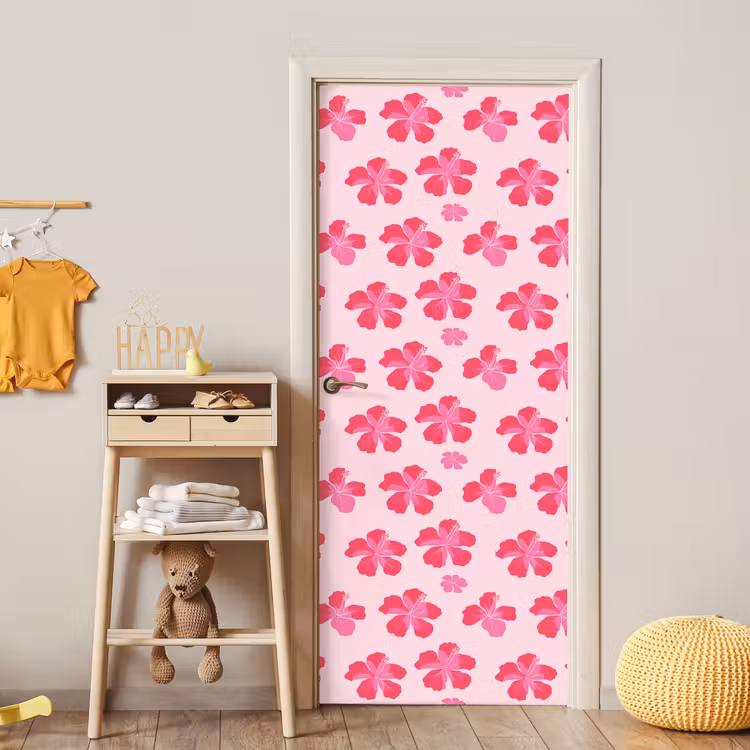 Deursticker - Hibiscus - Bloemen - Roze — 6