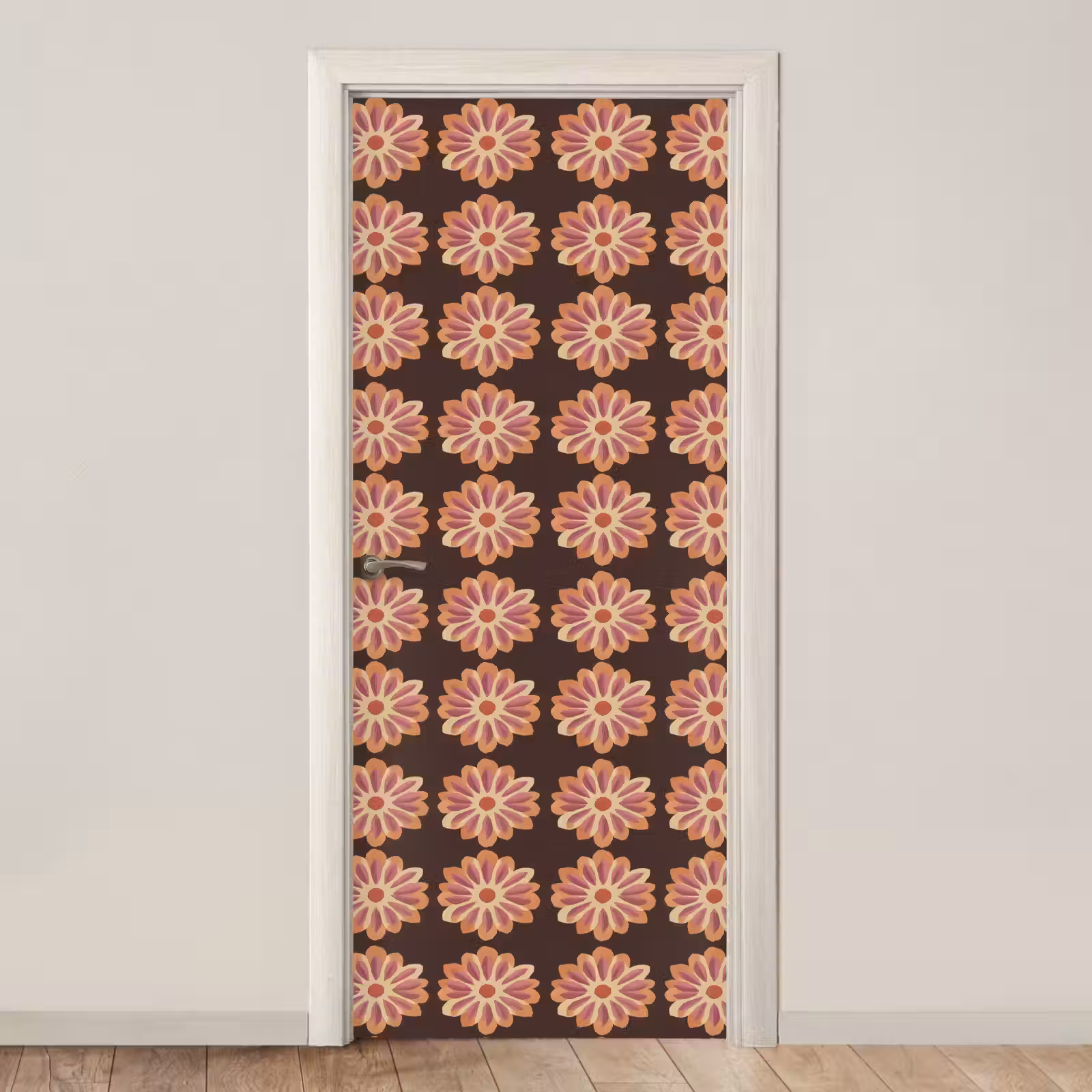 Deursticker - Bloemen - Patroon - Bruin — 1