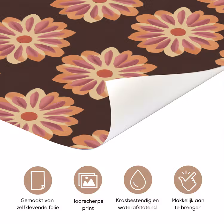 Deursticker - Bloemen - Patroon - Bruin — 3