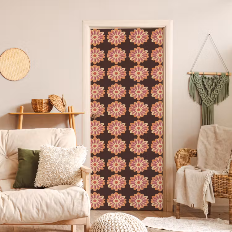 Deursticker - Bloemen - Patroon - Bruin — 4