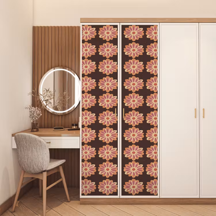 Deursticker - Bloemen - Patroon - Bruin — 5