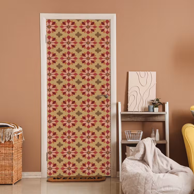 Deursticker - Bloemen - Retro - Groen — 2