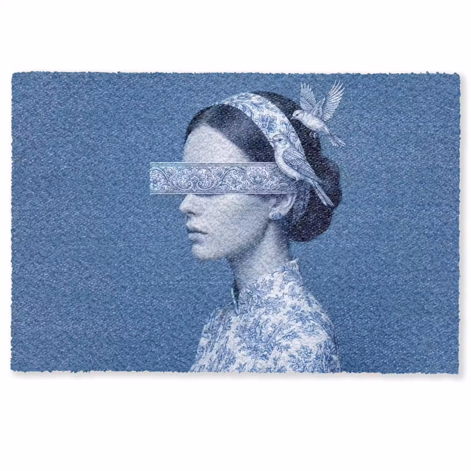 Deurmat - Portret - Klassiek - Wit - Blauw — 1