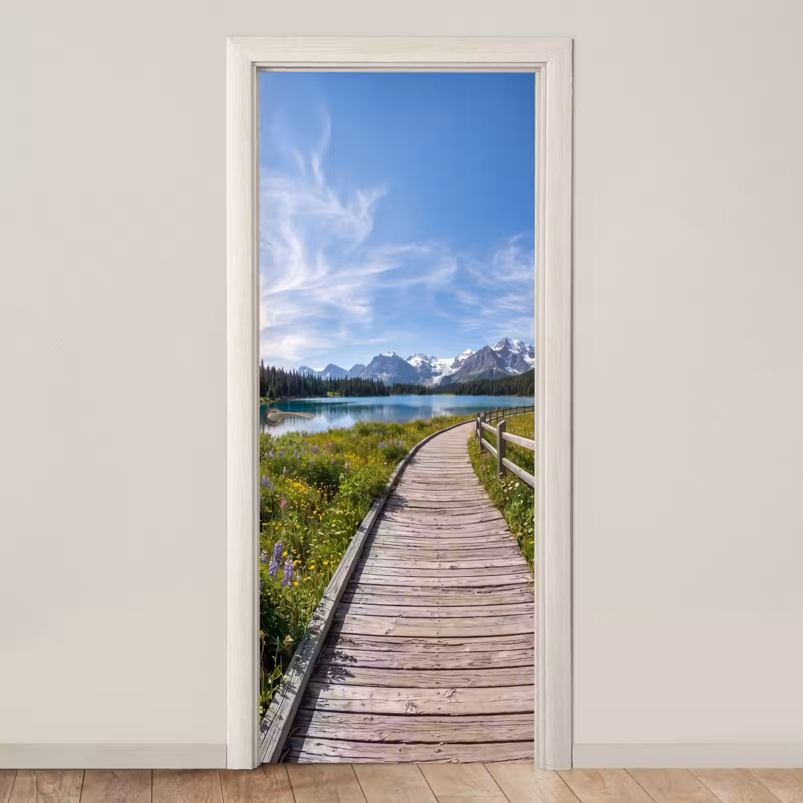 Deursticker - Bergen - Meer - Landschap - Blauw — 1