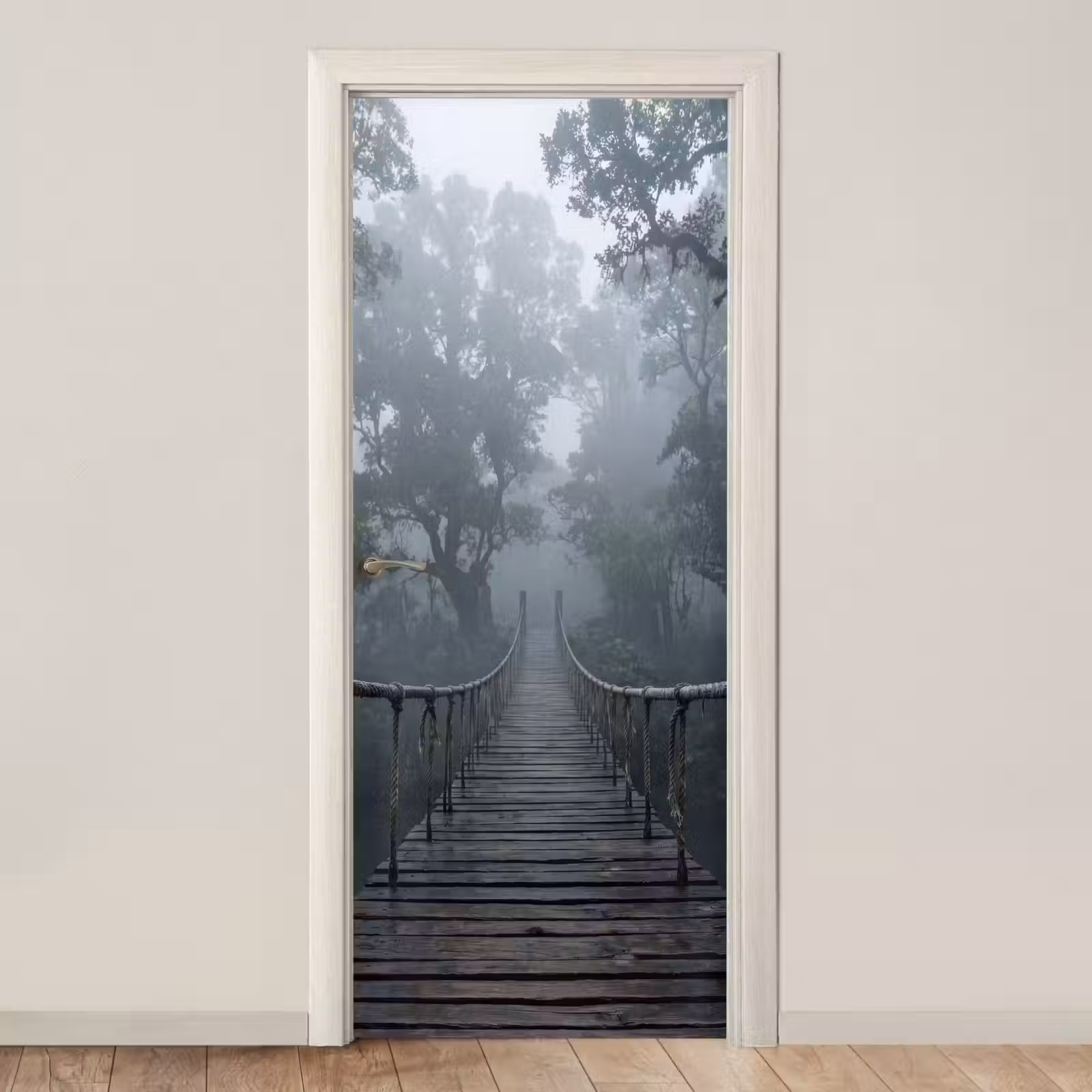 Deursticker - Brug - Jungle - Mist - Natuur — 1