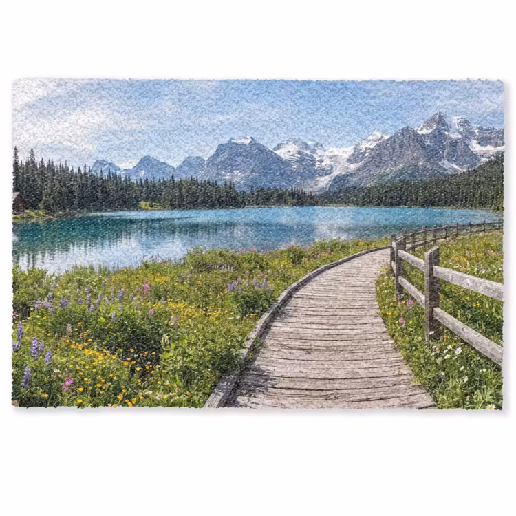 Deurmat - Bergen - Meer - Landschap - Blauw — 1