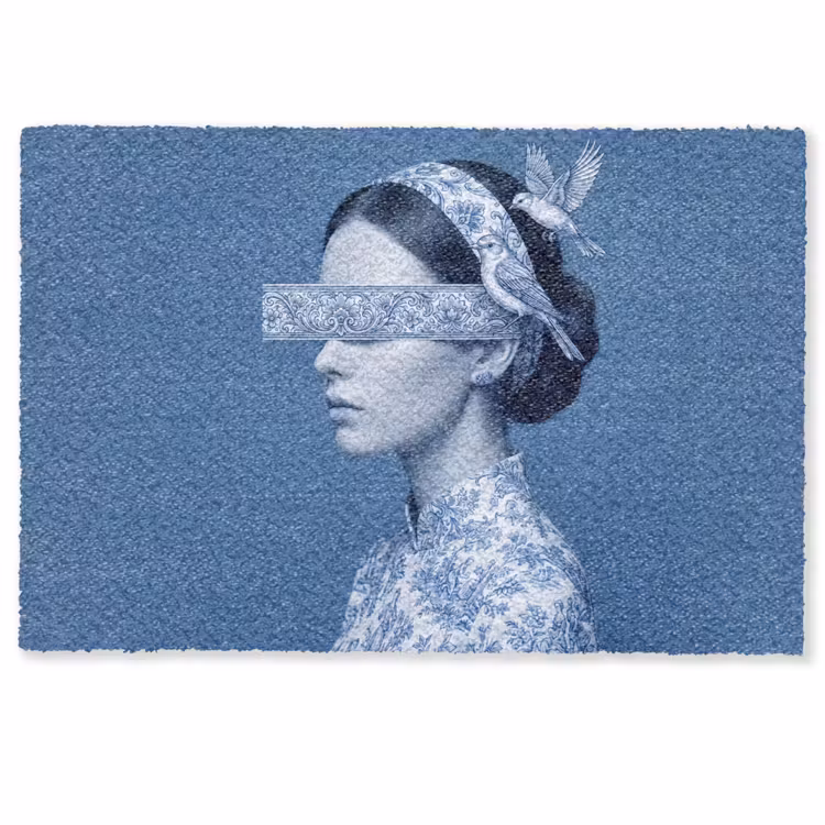Deurmat - Portret - Klassiek - Wit - Blauw — 1