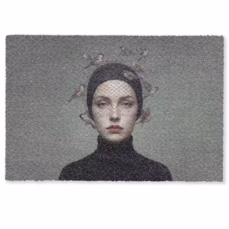 Deurmat - Portret - Vogels - Zwart — 1