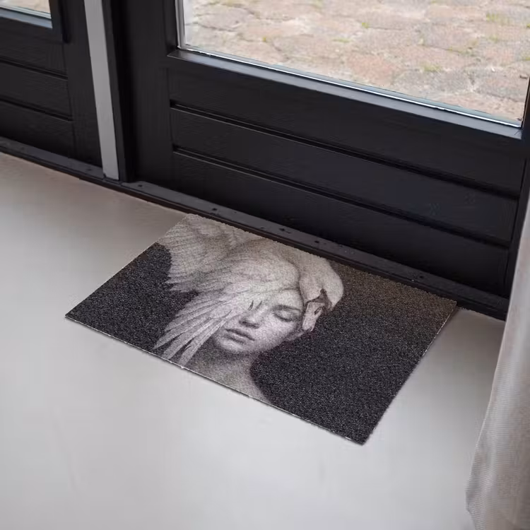 Deurmat - Portret - Zwaan - Zwart - Wit — 2