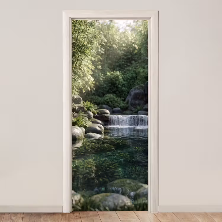 Deursticker - Beek - Waterval - Natuur - Groen — 1