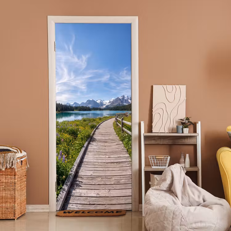 Deursticker - Bergen - Meer - Landschap - Blauw — 2