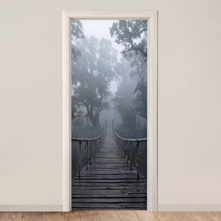 Deursticker - Brug - Jungle - Mist - Natuur — 1