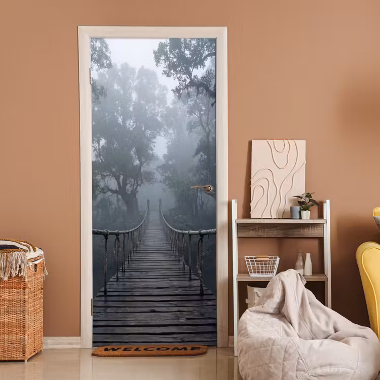 Deursticker - Brug - Jungle - Mist - Natuur — 2