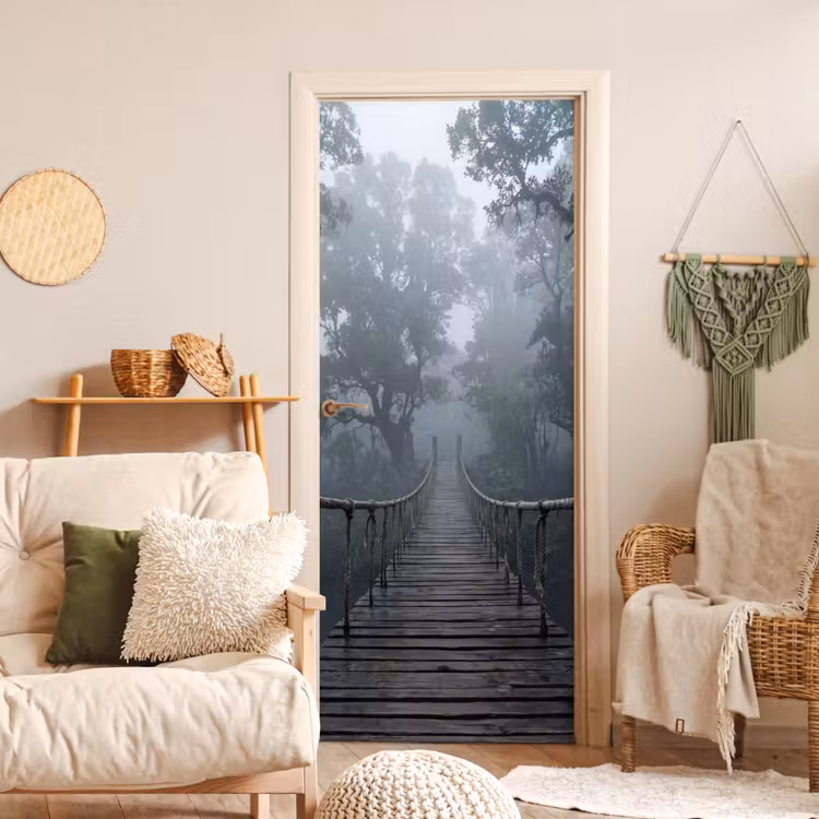 Deursticker - Brug - Jungle - Mist - Natuur — 4