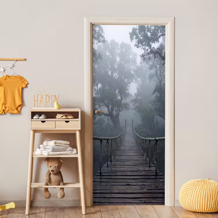 Deursticker - Brug - Jungle - Mist - Natuur — 6
