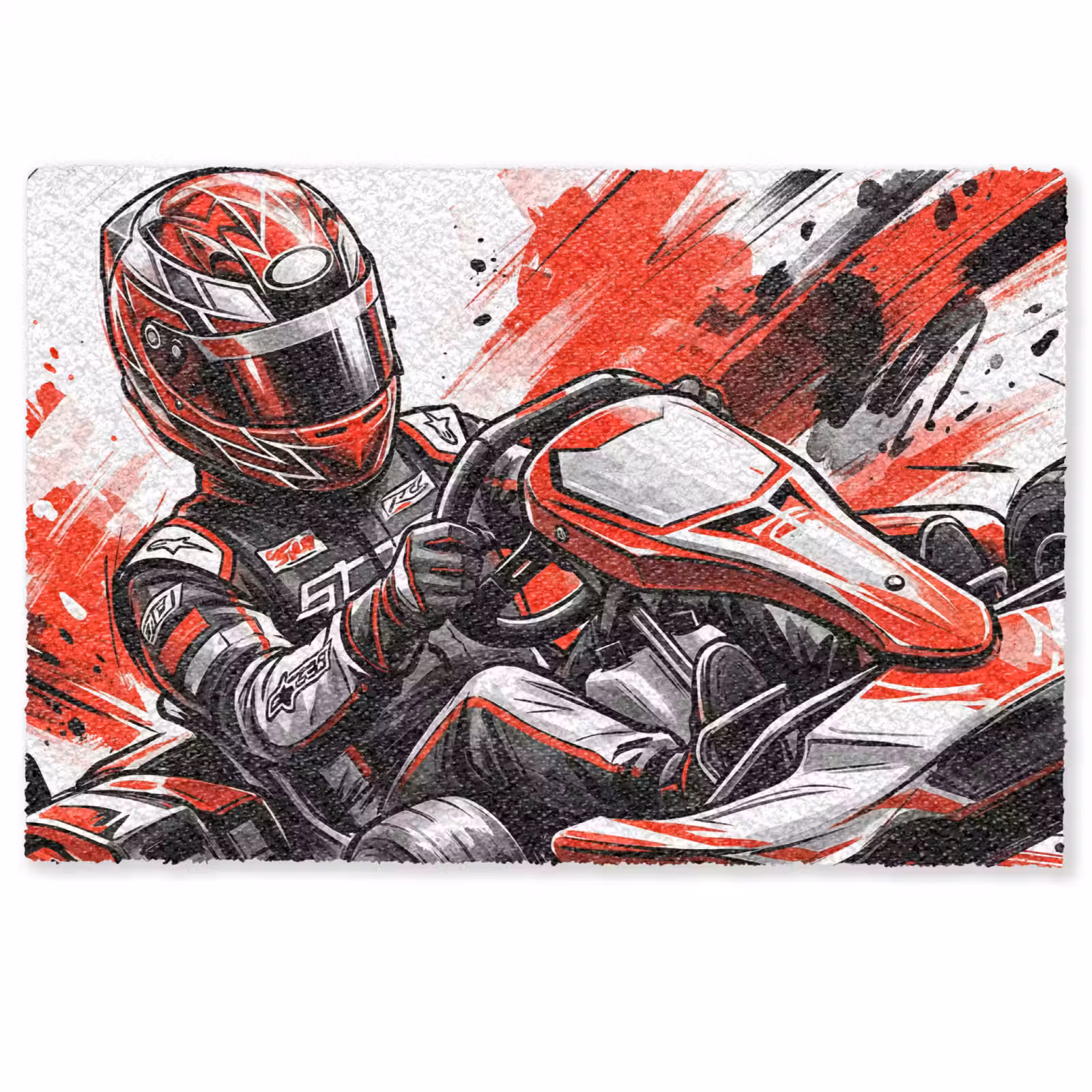 Deurmat - Kart - Coureur - Snelheid - Rood — 1