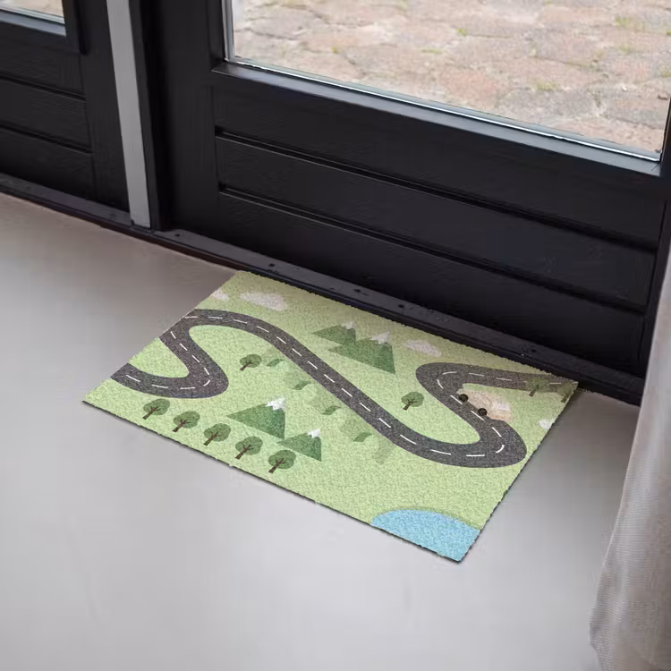 Deurmat - Auto - Bergweg - Natuur - Illustratie — 2