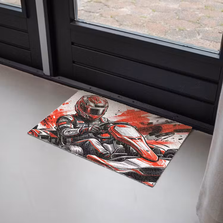 Deurmat - Kart - Coureur - Snelheid - Rood — 2
