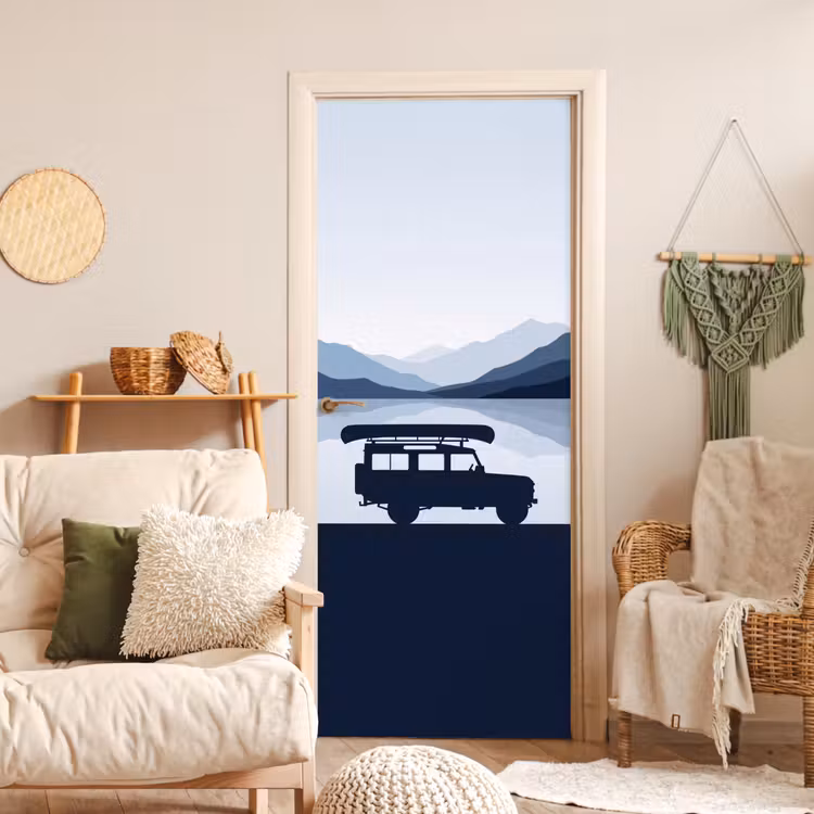 Deursticker - Auto - Meer - Bergen - Blauw — 4