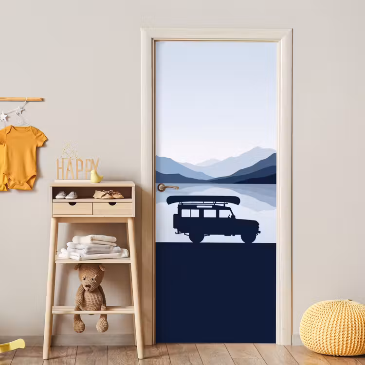 Deursticker - Auto - Meer - Bergen - Blauw — 6