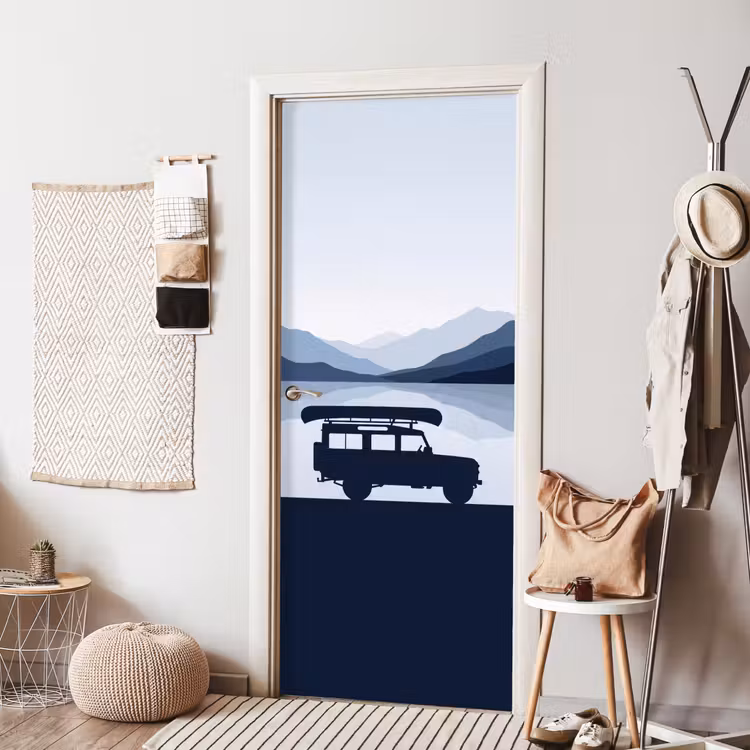 Deursticker - Auto - Meer - Bergen - Blauw — 8