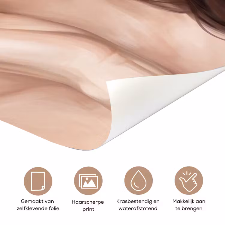 Deursticker - Gezicht - Pioenrozen - Crème — 3